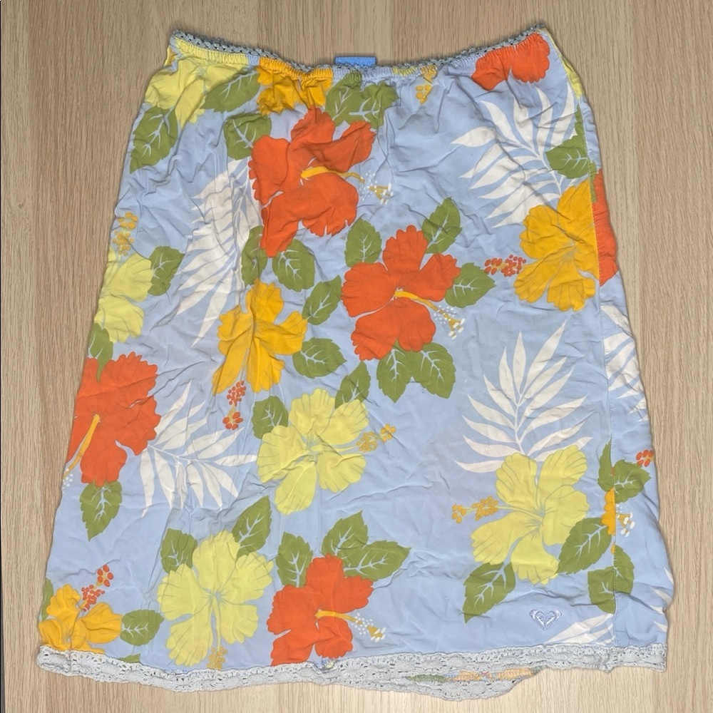 Light Blue Surf Skirt w Orange & Yellow Flowers